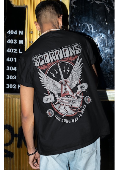 Scorpions Rock Metal Müzik Grubu Sırt Baskılı Unisex Oversize Tiş Siyah