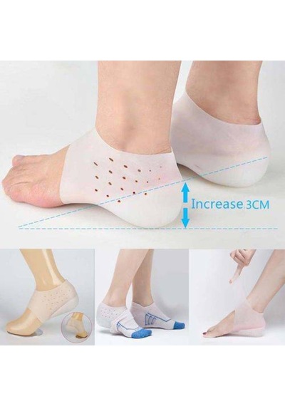 Boy Uzatıcı Topuk Yükseltici Silikon Unisex Topuk Çorabı Gizli Topuk