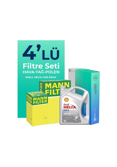 Mann Fiat Linea 1.4 Benzin Filtre Bakım Seti Shell Motor Yağlı (2009-2017) 4 Lü