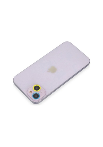 Apple iPhone  Uyumlu  13 Mini Renkli Kamera Lens Koruma Cam - Sarı-mavi Çok Renkli