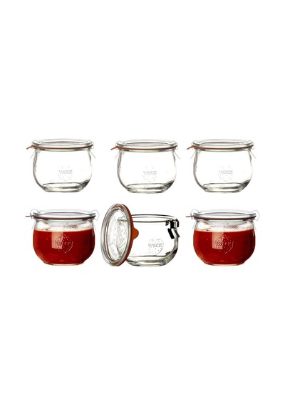Weck Hava Geçirmez Clip-close Kapalı Tulip 580 Ml Kapaklı Kap 100 Mm, 6 Adet, Cam, Şeffaf, 6 Diğer