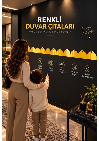 Lucitart 2.8 Mm Renkli Pleksi Duvar Çıtası 42x11 Cm Parlak Dekoratif Duvar Bordürü Boyama Gerektirmez Pleksi Duvar Çıtası Sarı
