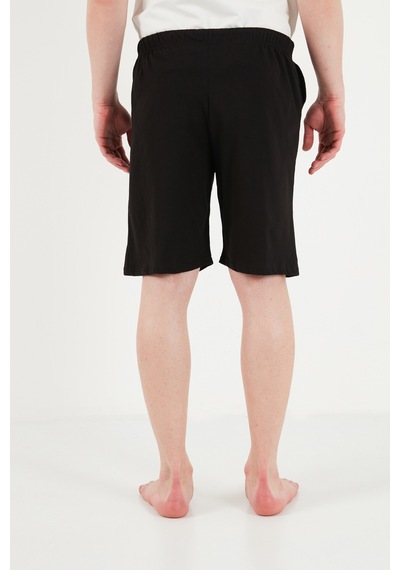Buratti Pamuklu Regular Fit Bağlamalı Cepli Pijama Şort Erkek Şort 6574004 Siyah