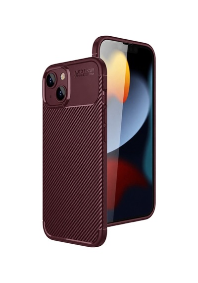 Apple İphone 14 Kılıf Auto Focus Karbon Kapak - Bordo