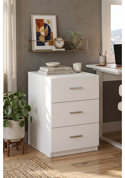 Yurudesign Vario C 3 Çekmeceli Keson Ofis Masası Altı Dolabı Yazıcı Sehpası Beyaz