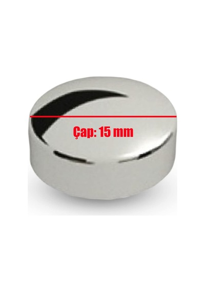 Badem10 Dekoratif Vida Kapağı Kapatıcı 15 Mm Parlak Krom Vida Tapası Tıpası 50 Adet