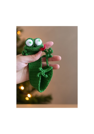 Amigurumi El Yapımı Kurbağa Kitap Ayracı Yüksek Kaliteli Malzeme, Detaylı İnce İşçilik