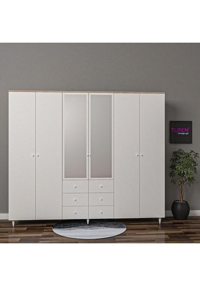 Vision 6 Kapılı 6 Çekmeceli Gardrop Mdf Sis Gri Vision 6 Kapılı 6 Çekmeceli Gardrop Mdf Sis Gri