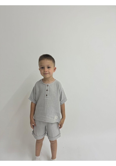 Oliven The Kid Oliventhekid Müslin Unisex Çocuk Takım Gri Gri