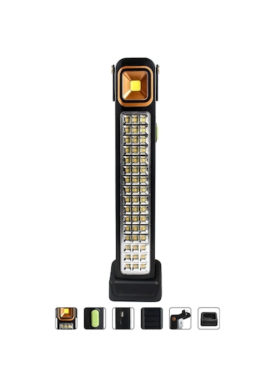 45 Watt Cob Led + 48 Ledli Solar Şarjlı Işıldak Acil Durum Lambası Kamp Lambası Siyah