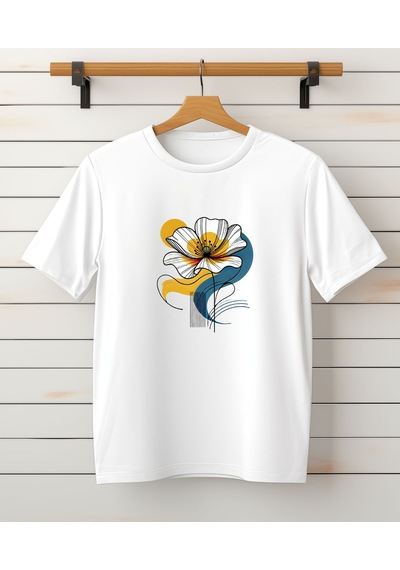 Aselinda Çiçek Baskılı Tasarım Tshirt-bisiklet Yaka Pamuklu Siyah /beyaz Tişört Beyaz Aselinda Çiçek Baskılı Tasarım Tshirt-bisiklet Yaka Pamuklu Siyah /beyaz Tişört Beyaz