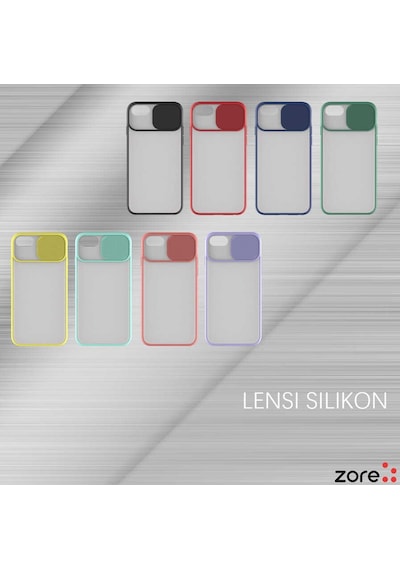 Noktaks - Apple Uyumlu iPhone Se 2022 - Kılıf Slayt Sürgülü Arkası Buzlu Lensi Kapak - Lacivert