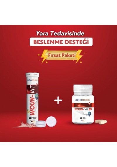Actomins Woun-vit 20 Efervesan Tablet + Woun-vit Plus 60 Vegan Kapsül