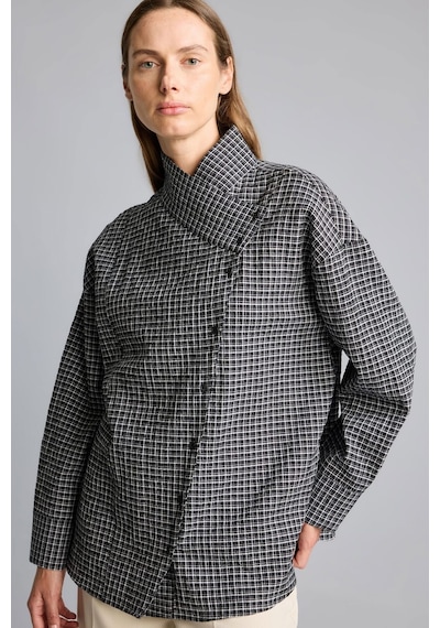 Defacto Regular Fit Asimetrik Düğmeli Kırışık Dokulu Tunik I3865ax26aubk81 Siyah-bk81