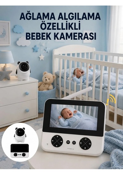 Gece Görüşlü Güvenli Bebek Monitörü 720p Hd Görüntü Yeni Nesil Beyaz