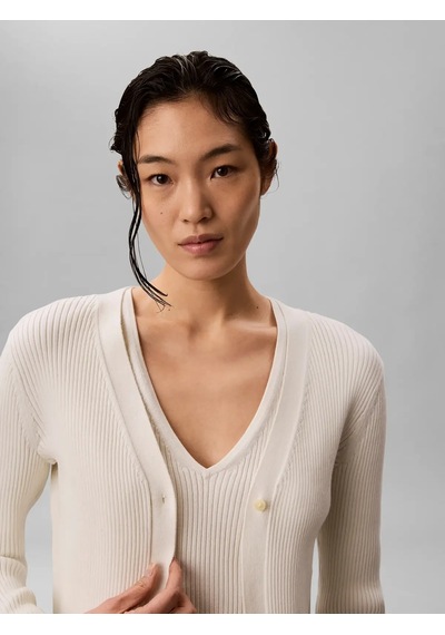 Calvin Klein Ls Cardı W Tank Rıb, Yas Krem Kadın Bluz Ve Hırka