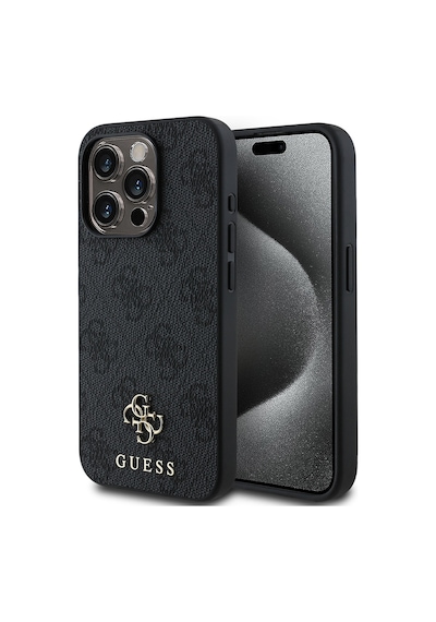 Apple Uyumlu iPhone 15 Pro Max Kılıf Guess Lisanslı Magsafe Şarj Özellikli Small 4g Classic Siyah