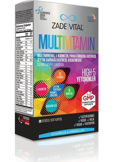 Zade Vital Multivitamin Takviye Edici Gıda 30 Bitkisel   Kapsül