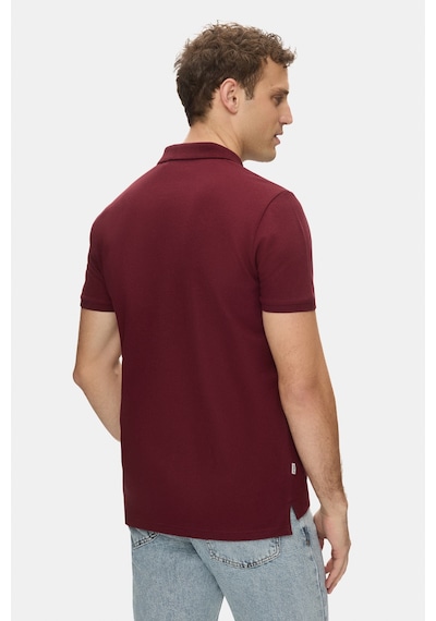 Ucla Lakes Bordo Polo Yaka Nakışlı %100 Pamuk Standard Fit Erkek Tshirt