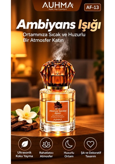 Ultrasonik Aroma Difüzörü 120 Ml Abanoz Sandal Ağacı Kokulu Led Işıklı Araç Ve Oda Kokusu 1