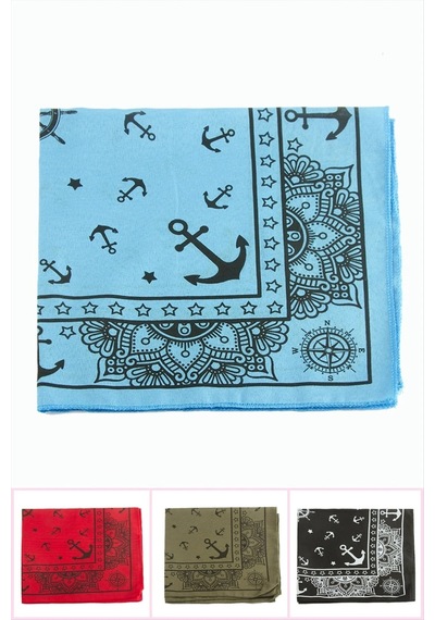 Çapa Desenli Keten Bandana 50 50