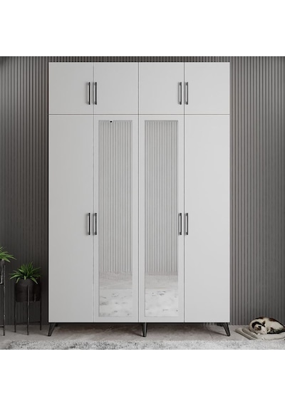 Açelya Portmanto Vestiyer Füme Beyaz  M8-140 cm