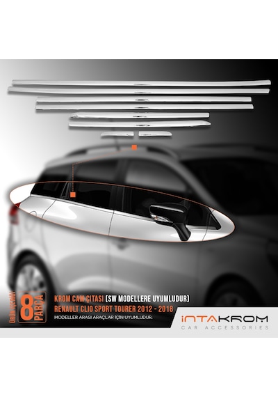 intakrom Renault Clio 4 Sport Tourer Krom Cam Çıtası 8 Parça 2012-2018 N11.5127