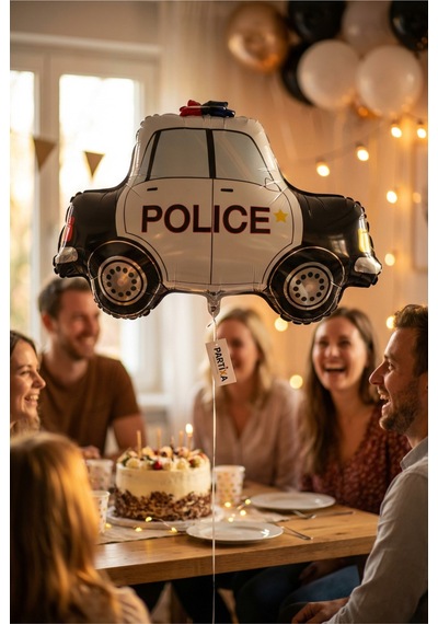 Polis Arabası Folyo Balon 76x59 Cm Polis Temalı Çocuk Doğum Günü Parti Süsü Çok Renkli