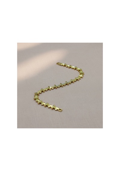 Premium Gold Zirkon Taşlı Geometrik Tasarım Elegant Bileklik Altın
