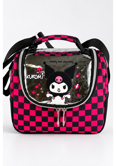 Kuromi Siyah Fuşya Termoslu Beslenme Çantası Çocuk Öğrenci Okul Yemek Çantası 24x22x14 Cm Çok Renkli