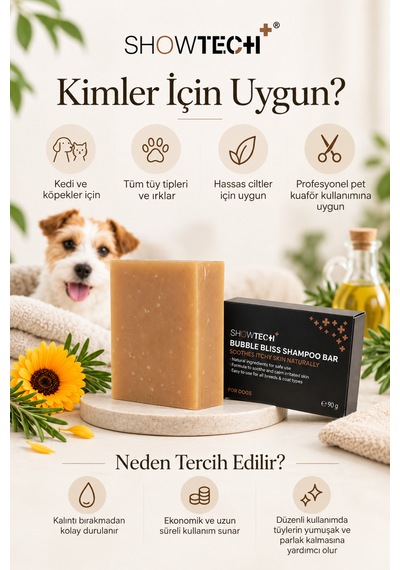 Showtech Bubble Bliss Köpek Ve Kedi İçin Yoğun Köpüklü Doğal Kalıp Sabun Hassas Bakımın Gücü