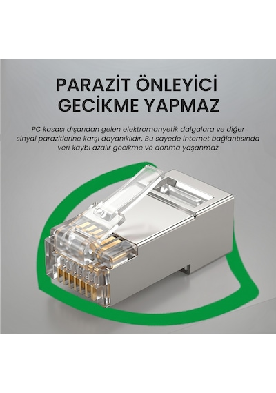 Veggieg Cat5e Metal Rj45 Jack Ethernet Konnektörü Altın Kaplama 102 Adet