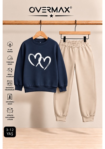 Overmax Çift Kalp Baskılı Çocuk Kapüşonsuz Sweatshirt Eşofman Takımı 3-12 Yaş Lacivert-bej - 923859548 Lacivert-bej Overmax Çift Kalp Baskılı Çocuk Kapüşonsuz Sweatshirt Eşofman Takımı 3-12 Yaş Lacivert-bej - 923859548 Lacivert-bej