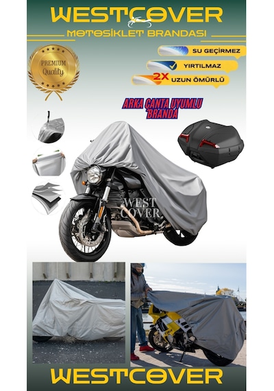 Kanuni Windys 150 Lx Motorsiklet Brandası Koruma Örtüsü Arka Çanta Uyumlu Gri Renk