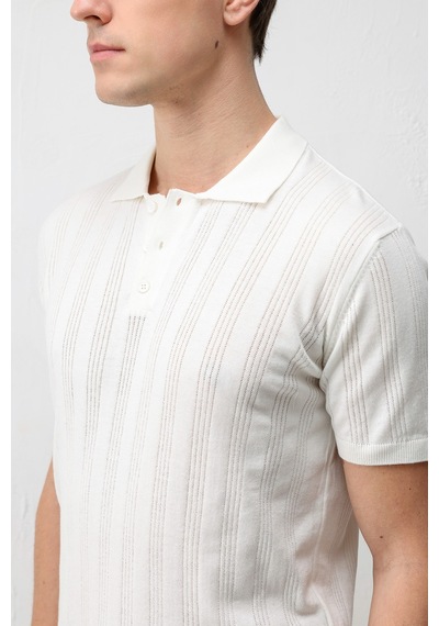 Antioch Dokulu Triko Erkek Polo T-shirt Ekru