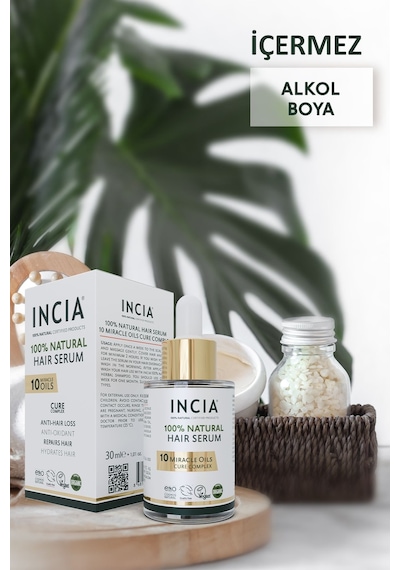 INCIA %100 Doğal Saç Bakım Serumu Biberiye Yağı Saç Dökülmesi Karşıtı 10 Değerli Yağ 30 ML