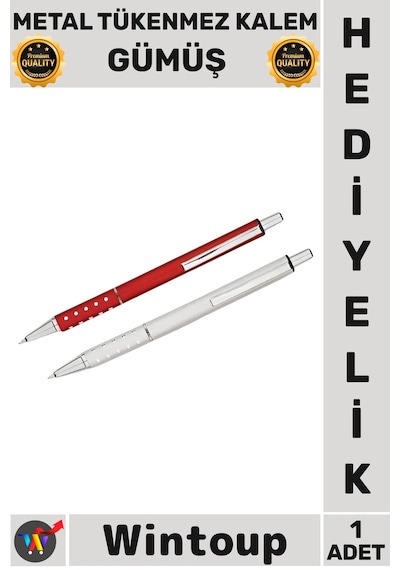 Kalem Lüks Ofis Hediyelik Çok Şık Ergonomik Dayanıklı Okul İmza Tasarım Metal Tükenmez Kalem Gümüş Çok Renkli