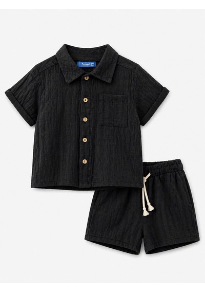 Baby Lory Kids Store Erkek Çocuk Renkli Dokuma Gömlekli Takım Siyah