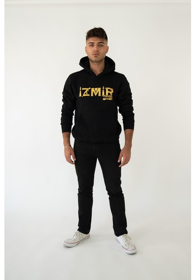 Izmir Mafıa Kapşonlu Siyah Unisex Sweatshirt Hoodie Polar Siyah