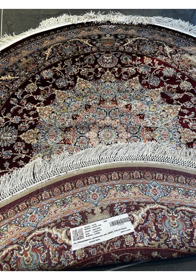 Orfe İpek Tuşeli Halı Salon Halısı, Oturma Odası Halısı, Antre Giriş Halısı Yuvarlak Kırmızı