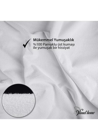 2 Li Paket Pamuklu, Sıvı Geçirmez Yastık Koruyucu Alez, Havlu Yüzey Yastık Alezi Beyaz