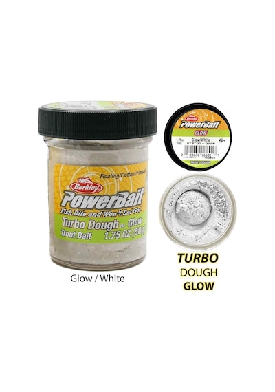 Berkley PowerBait Extra Doğal Kokulu Glitter (Simli) Alabalık Hamuru - Glow / White