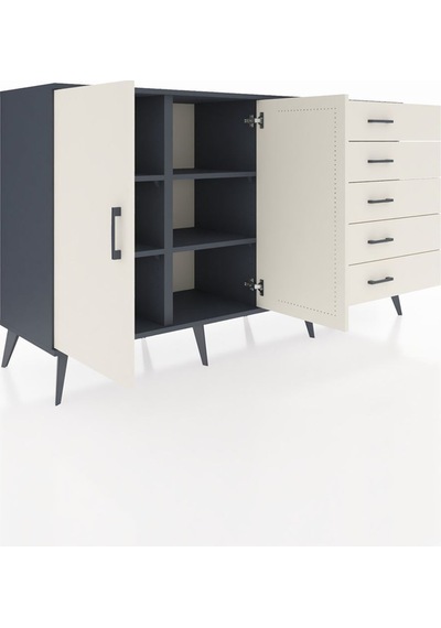 Kronos Konsol 4 Raflı 5 Çekmeceli 2 Kapaklı 176x59x99 Antrasit-aytaşı Aytası - Antrasıt Kronos Konsol 4 Raflı 5 Çekmeceli 2 Kapaklı 176x59x99 Antrasit-aytaşı Aytası - Antrasıt