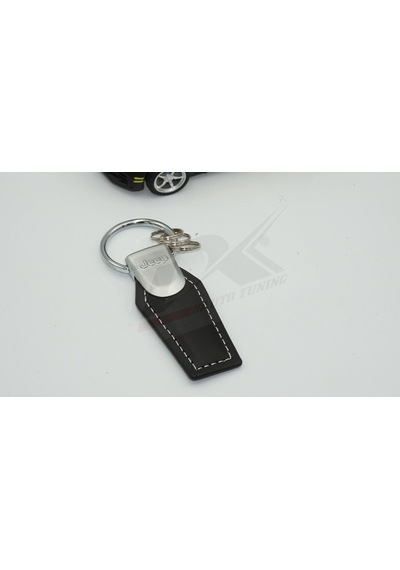Jeep Uyumlu Logo Krom Metal Deri Stil Anahtarlık