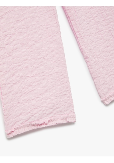Koton Pamuklu Yumuşak Dokulu Fırfırlı Geniş Paça Pantolon Pembe 5smg40054aw Gül