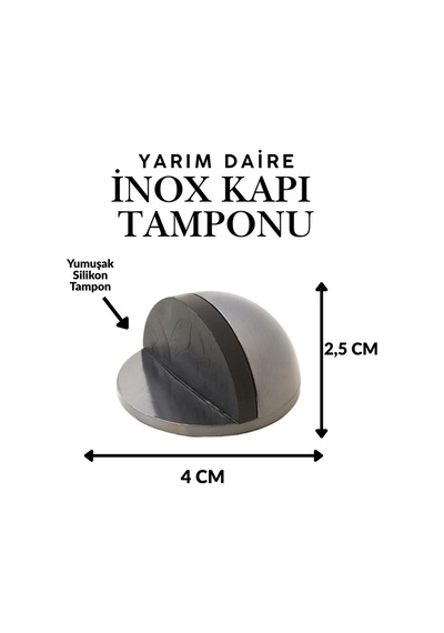 İnox Yarım Daire Yapışkanlı Kapı Tamponu Kapı Stoperi Metal Kapı Stopu Durdurucu Kapı Kolu Koruyucu