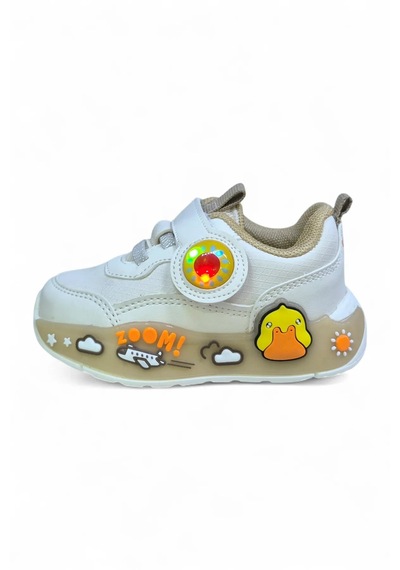 Pepino Ortopedik Taban Unisex Ördek Desenli Bebek Spor Ayakkabı Beyaz