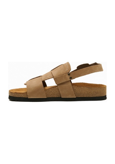 Comfortfusse Likya - Erkek Ortopedik Hakiki Deri Sandalet Kum Nubuk Deri