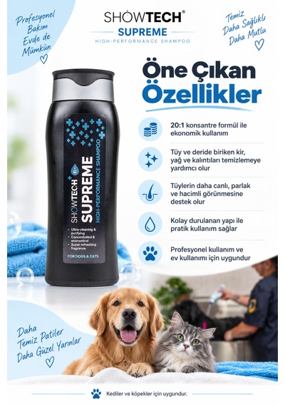 Showtech Supreme Yüksek Performanslı Köpek Ve Kedi Şampuanı 300 Ml - 20:1 Konsantre