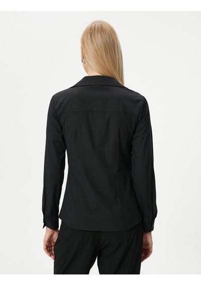 Koton Slim Fit Gömlek Uzun Kollu Düğmeli Siyah 4sak60029uw 4SAK60029UW999 Siyah